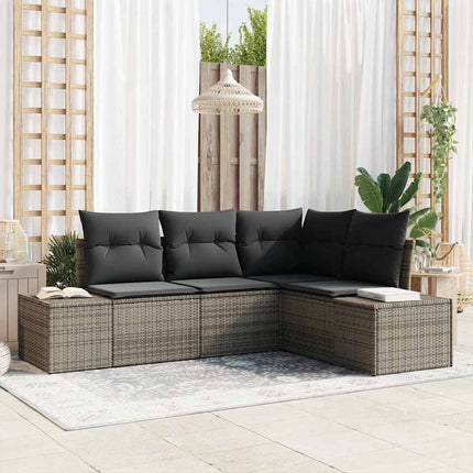 Trädgårdsoffset med lagring 4 pcs Grå konstrotting