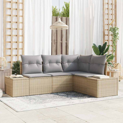 Trädgårdsoffset 4 pcs Beige och Ljusgrå konstrotting