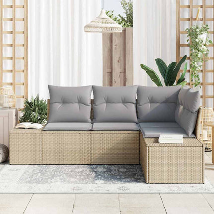 Trädgårdsoffset 4 pcs Beige och Ljusgrå konstrotting