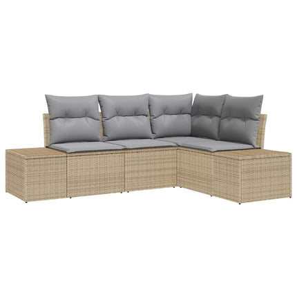 Trädgårdsoffset 4 pcs Beige och Ljusgrå konstrotting