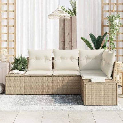 Trädgårdsoffset 4 pcs Beige och gräddfärgad konstrotting