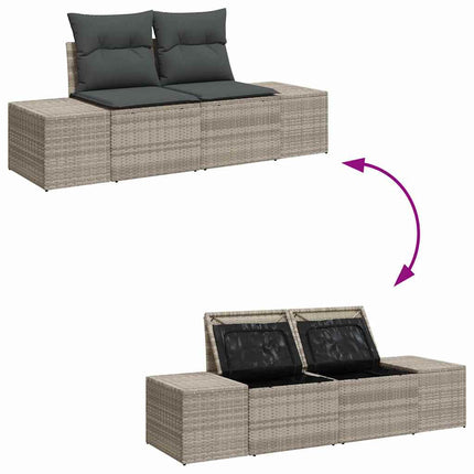 Trädgårdsoffset med lagring 4 pcs Ljusgrå konstrotting