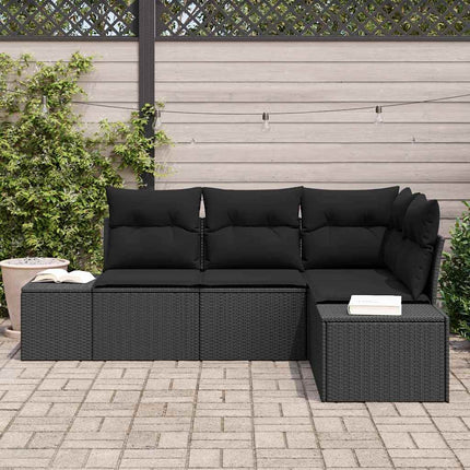 Trädgårdsoffset med lagring 4 pcs Svart konstrotting