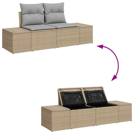 Trädgårdsoffset med lagring Beige och Ljusgrå konstrotting