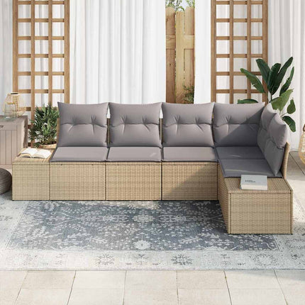 Trädgårdsoffset 5 pcs Beige och Ljusgrå konstrotting
