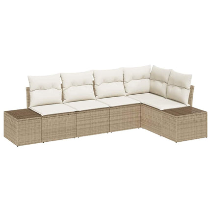 Trädgårdsoffset 5 pcs Beige och gräddfärgad konstrotting