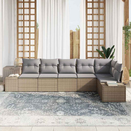 Trädgårdsoffset 6 pcs Beige och Ljusgrå konstrotting