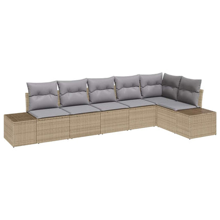 Trädgårdsoffset 6 pcs Beige och Ljusgrå konstrotting