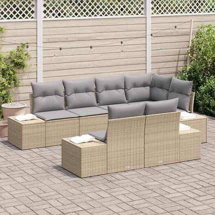 Trädgårdsoffset 7 pcs Beige och Ljusgrå konstrotting