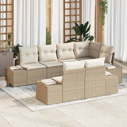 Trädgårdsoffset 7 pcs Beige och gräddfärgad konstrotting