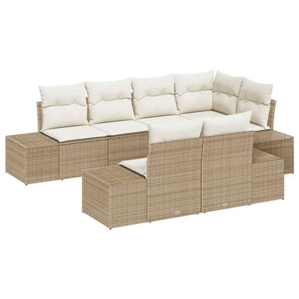 Trädgårdsoffset 7 st Beige och gräddfärgad konstrotting