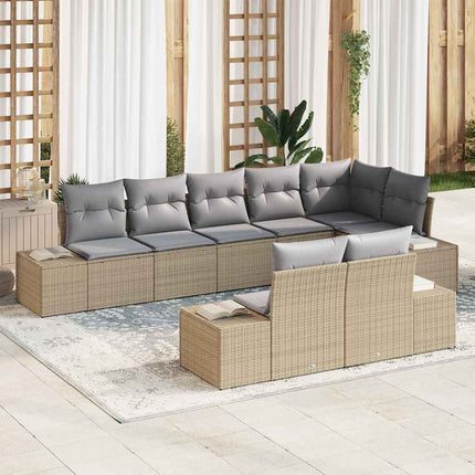 Trädgårdsoffset med lagring 8 pcs Beige och Ljusgrå Poly rattan