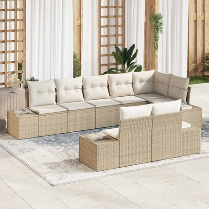 Trädgårdsoffset 8 pcs Beige och gräddfärgad Poly rattan