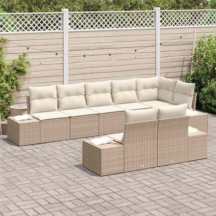 Trädgårdsoffset 8 pcs Beige och gräddfärgad Poly rattan