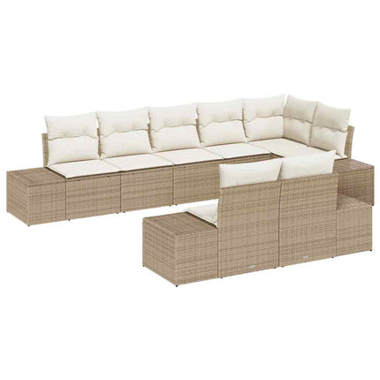 Trädgårdsoffset 8 st Beige och gräddfärgad Poly rattan
