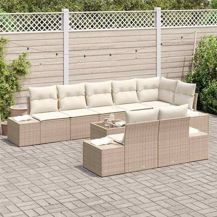 Trädgårdsoffset med lagring Beige och gräddfärgad Poly rattan
