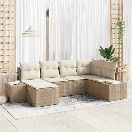 Trädgårdsoffset 6 st Beige och gräddfärgad konstrotting