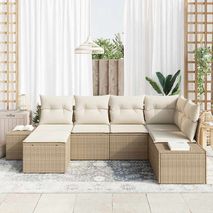 Trädgårdsoffset 6 st Beige och gräddfärgad konstrotting