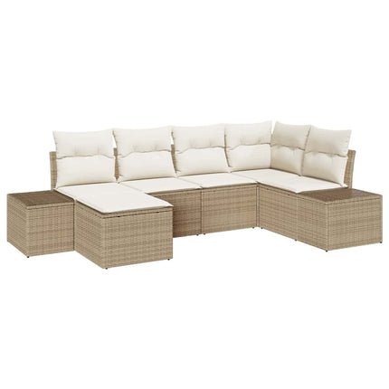 Trädgårdsoffset 6 pcs Beige och gräddfärgad konstrotting