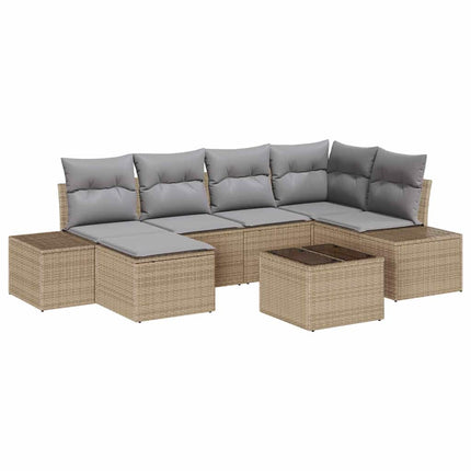 Trädgårdsoffset med kudde 6 pcs Beige och Ljusgrå konstrotting