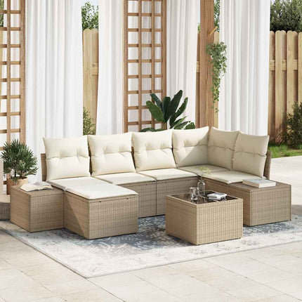 Trädgårdsoffset 6 pcs Beige och gräddfärgad konstrotting