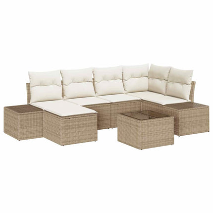 Trädgårdsoffset 6 pcs Beige och gräddfärgad konstrotting