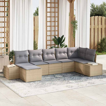 Trädgårdsoffset med kudde med lagring 7 pcs Beige konstrotting
