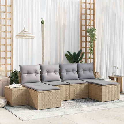 Trädgårdsoffset med kudde 4 pcs Beige och Ljusgrå konstrotting