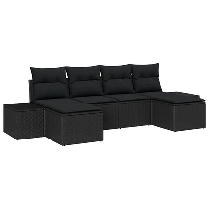 Trädgårdsoffset med kudde med lagring 4 pcs Svart konstrotting