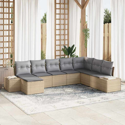 Trädgårdsoffset med kudde 8 pcs Beige och Ljusgrå konstrotting