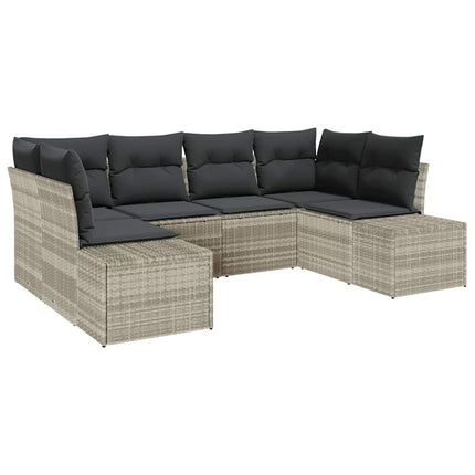 Trädgårdsoffset med lagring 6 pcs Ljusgrå Poly rattan
