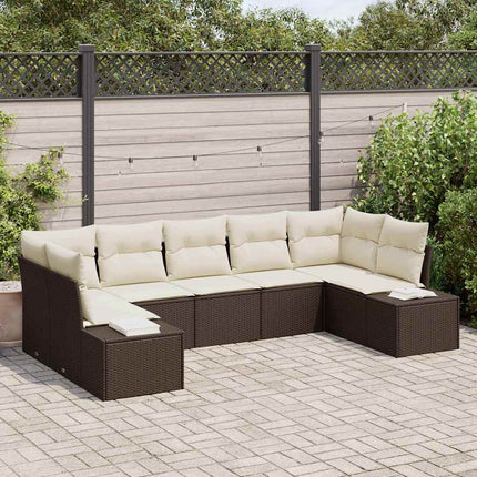 Trädgårdsoffset med lagring 7 pcs Brun och Kräm Poly rattan