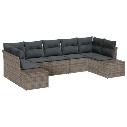 Trädgårdsoffset med lagring 7 pcs Grå Poly rattan