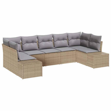 Trädgårdsoffset 7 st 7-Antal sittplatser Beige och Ljusgrå