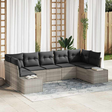 Trädgårdsoffset med lagring 7 pcs Ljusgrå Poly rattan