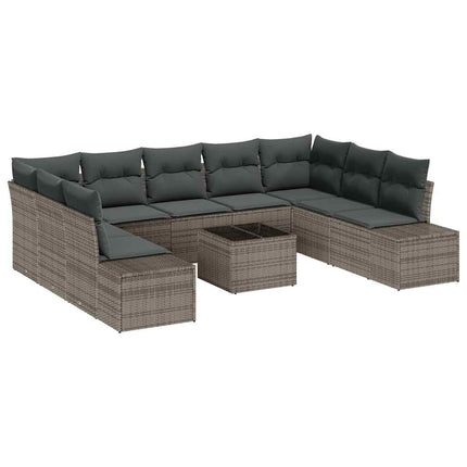 Trädgårdsoffset 9 st 8-Antal sittplatser Grå Polyrattan