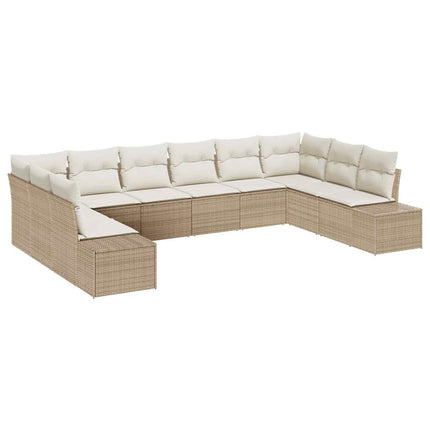 Trädgårdsoffset 10 pcs Beige och gräddfärgad Polyrattan