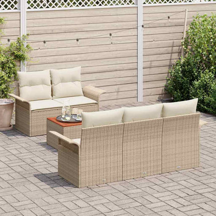 Trädgårdsoffset 6 pcs Beige och gräddfärgad konstrotting