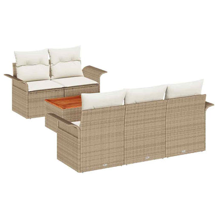 Trädgårdsoffset 6 pcs Beige och gräddfärgad konstrotting
