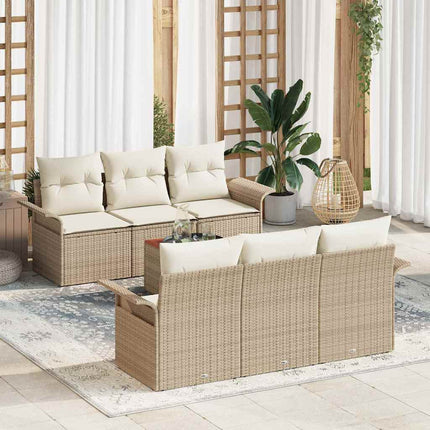Trädgårdsoffset 7 pcs Beige och gräddfärgad konstrotting