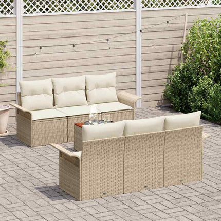 Trädgårdsoffset 7 pcs Beige och gräddfärgad konstrotting