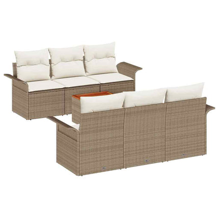 Trädgårdsoffset 7 pcs Beige och gräddfärgad konstrotting
