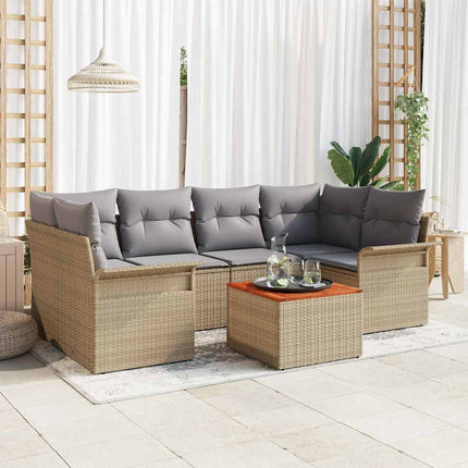 Trädgårdsoffset 7 pcs Beige och Ljusgrå konstrotting