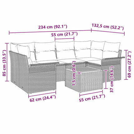 Trädgårdsoffset med lagring 7 pcs Svart konstrotting