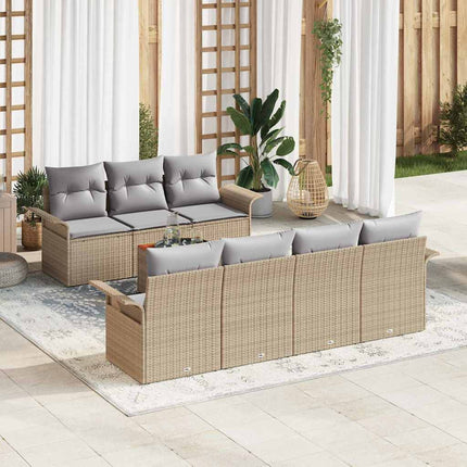 Trädgårdsoffset 8 pcs Beige och Ljusgrå konstrotting