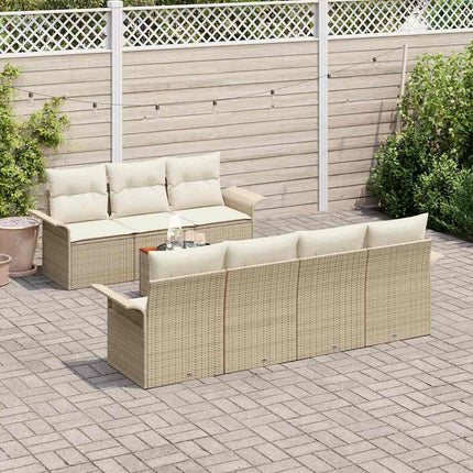 Trädgårdsoffset 8 pcs Beige och gräddfärgad konstrotting