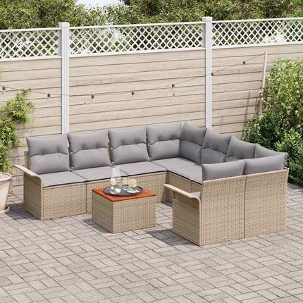 Trädgårdsoffset 9 pcs Beige och Ljusgrå konstrotting