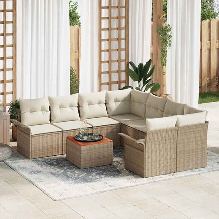 Trädgårdsoffset 9 pcs Beige och gräddfärgad konstrotting