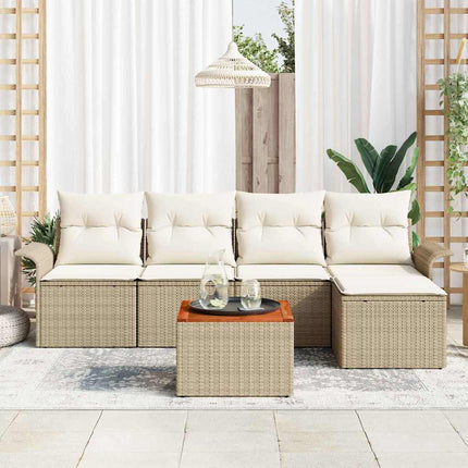 Trädgårdsoffset 6 pcs Beige och gräddfärgad konstrotting