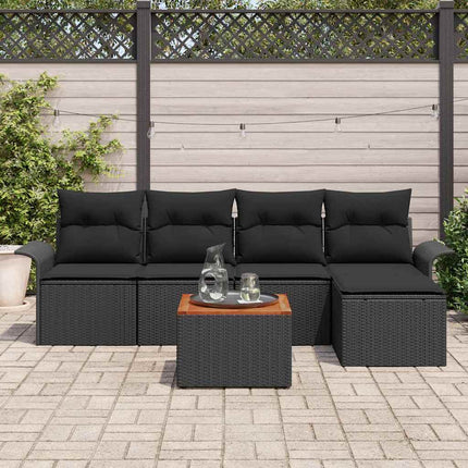 Trädgårdsoffset med lagring 6 pcs Svart konstrotting